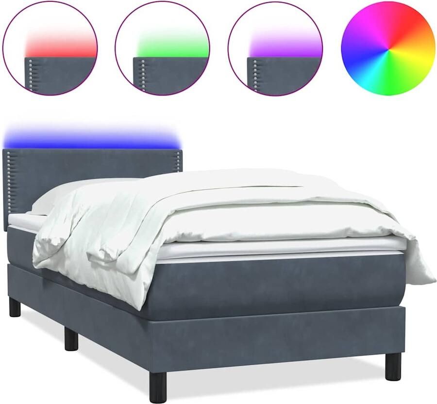 VidaXL Boxspring met matras fluweel donkergrijs 100x210 cm