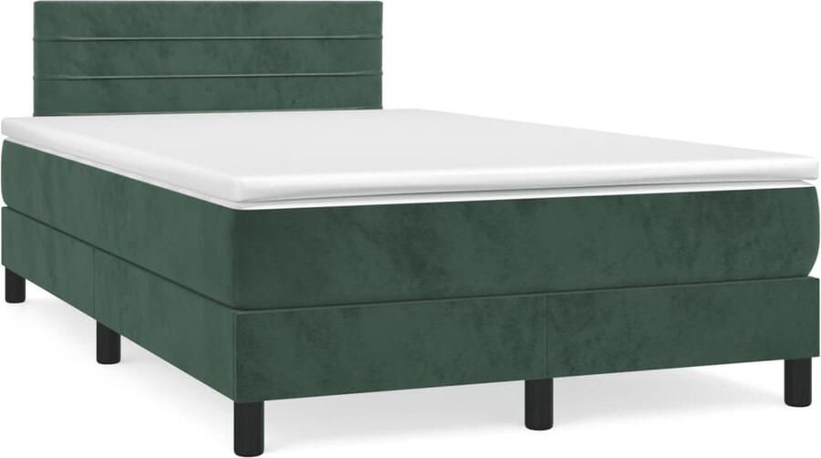 VidaXL Boxspring Fluweel Donkergroen 120x200 cm Boxspringbed Fluweel Bed Donkere Groene Bed Tweepersoons Bed Pocketveer Matras Boxspring - Foto 2
