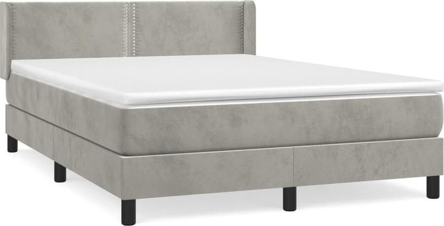 Vida XL Boxspring met matras fluweel lichtgrijs 140x200 cm SKU: V3127433 - Foto 3