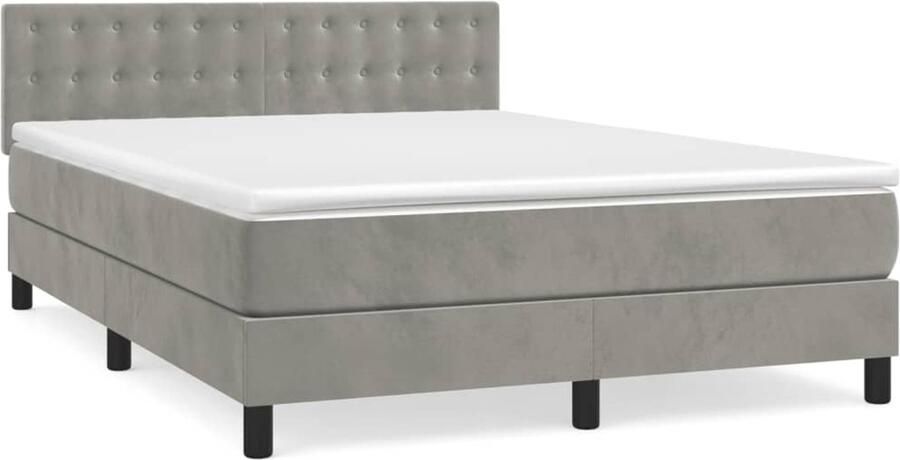 Vida XL Boxspring met matras fluweel lichtgrijs 140x200 cm SKU: V3141245 - Foto 3