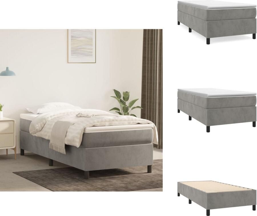Vida XL Boxspring met matras fluweel lichtgrijs 80x200 cm SKU: V3144645 - Foto 4