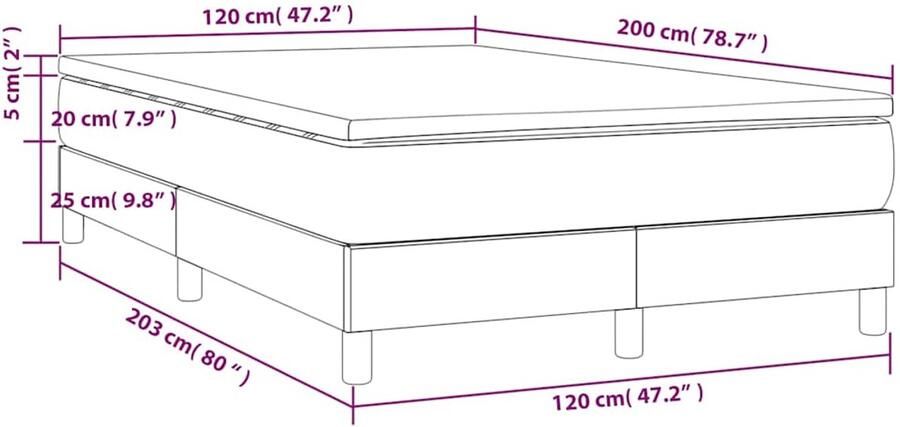 Vida XL Boxspring met matras fluweel zwart 120x200 cm SKU: V3144323 - Foto 2