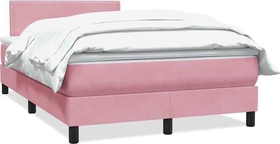VidaXL Boxspring met matras fluweel roze 120x220 cm