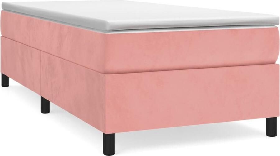 Vida XL Boxspring met matras fluweel roze 90x200 cm SKU: V3144662 - Foto 2