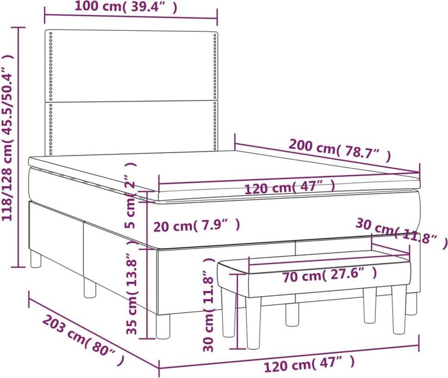 VidaXL Boxspring met matras kunstleer wit 120x200 cm - Foto 6
