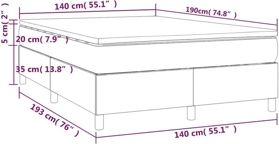 Vida XL Boxspring met matras fluweel donkergrijs 140x190 cm SKU: V3144676 - Foto 3