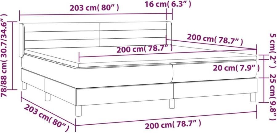 VidaXL Boxspring 200x200 cm Donkerbruin Inclusief Matras Boxspringbed Donkere Bruine Boxspring Tweepersoons Bed Pocketveer Matras Middenhard Matras