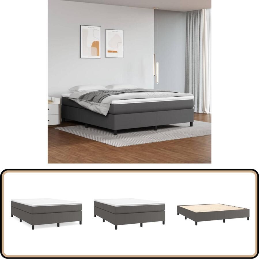 VidaXL -Boxspring-met-matras-kunstleer-grijs-180x200-cm