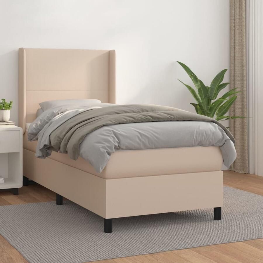 VidaXL Boxspring Kunstleer Cappuccino 80x200 cm Boxspringbed Kunstleder Bed Pocketveer Matras Bruine Boxspring Tweepersoons Bed Boxspring 80x200 Boxspring Frame - Foto 2