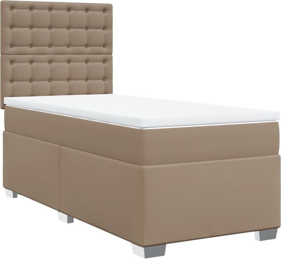 VidaXL Boxspring met matras kunstleer cappuccinokleurig 80x200 cm