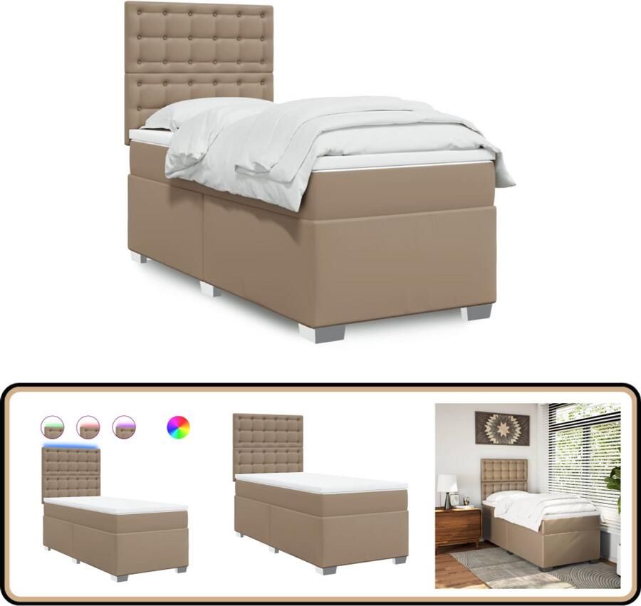 VidaXL Boxspring met matras kunstleer cappuccinokleurig 100x200 cm