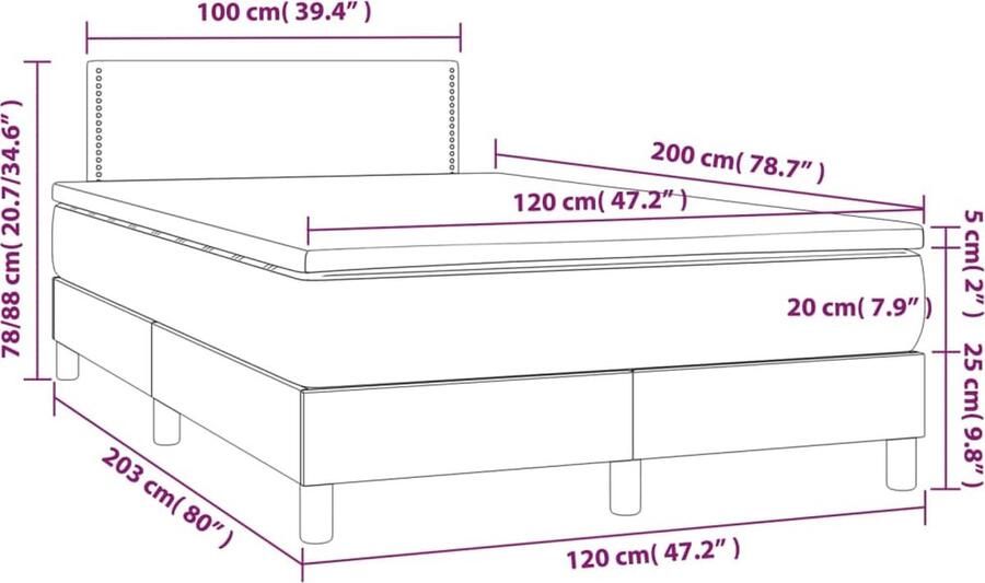 VidaXL -Boxspring-met-matras-en-LED-stof-donkergrijs-120x200-cm - Foto 2
