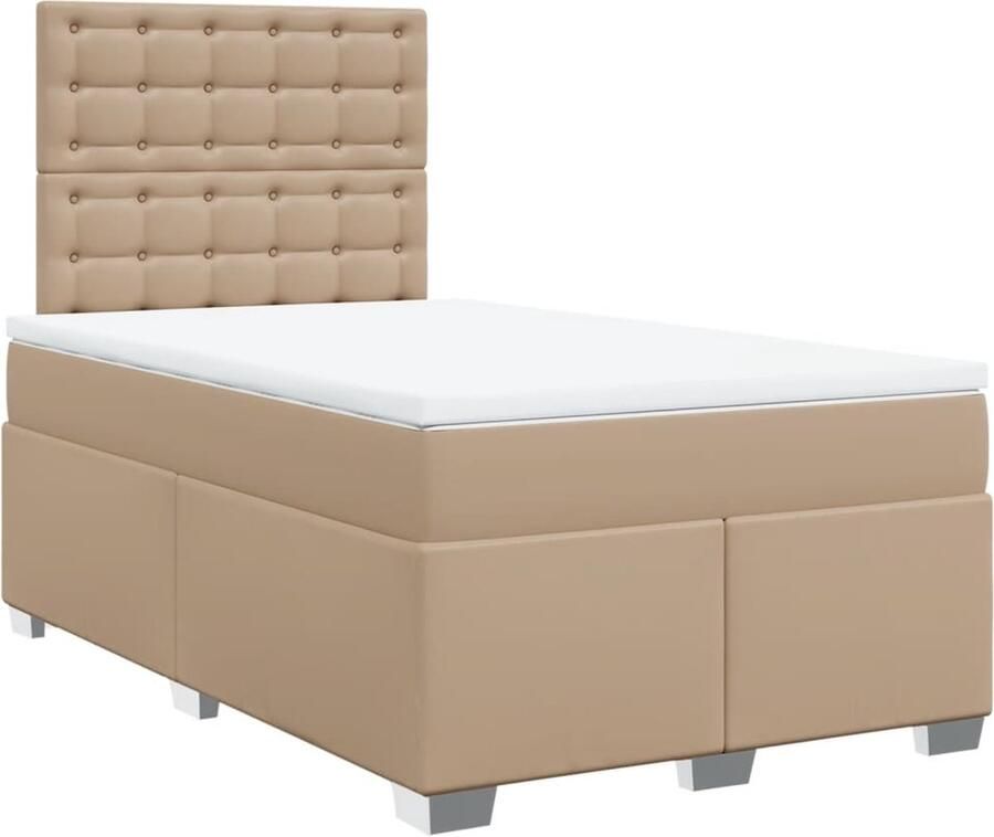 VidaXL Boxspring met matras kunstleer cappuccinokleurig 120x200 cm