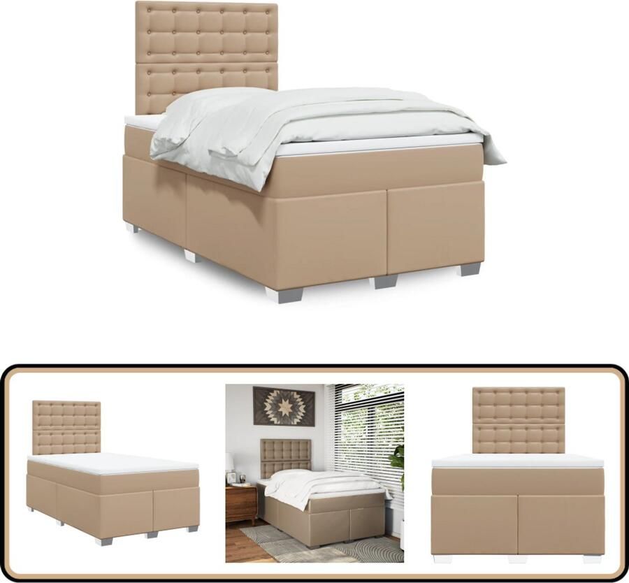 VidaXL Boxspring met matras kunstleer cappuccinokleurig 120x200 cm