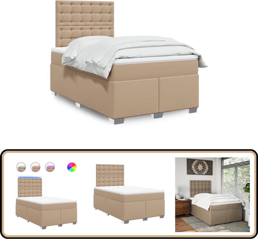 VidaXL Boxspring met matras kunstleer cappuccinokleurig 120x200 cm