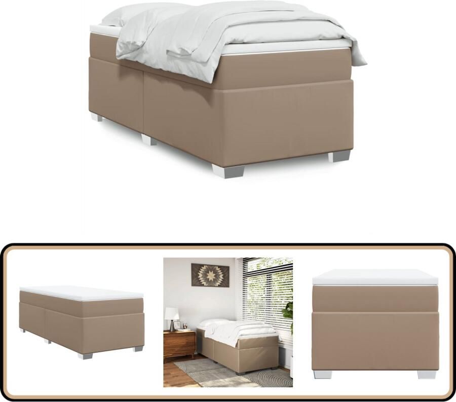 VidaXL Boxspring met matras kunstleer cappuccinokleurig 80x200 cm