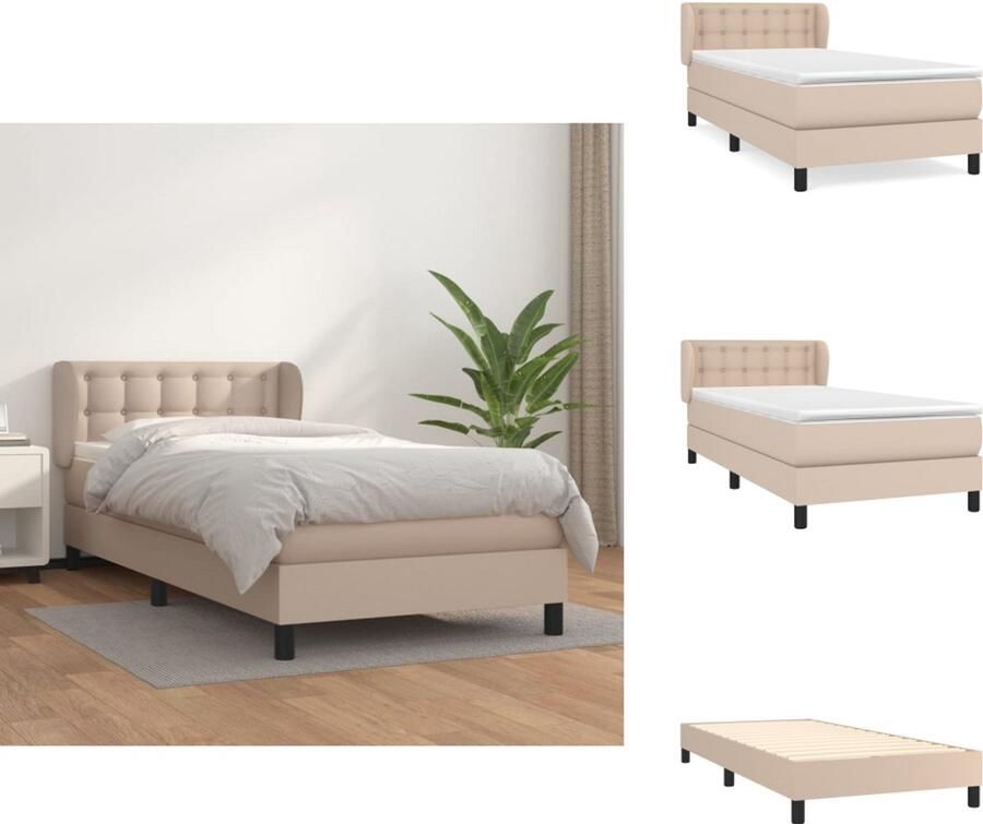 VidaXL -Boxspring-met-matras-kunstleer-cappuccinokleurig-80x200-cm - Foto 2