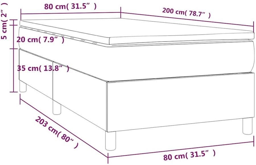 Vida XL Boxspring met matras stof donkergrijs 80x200 cm SKU: V3144376 - Foto 9