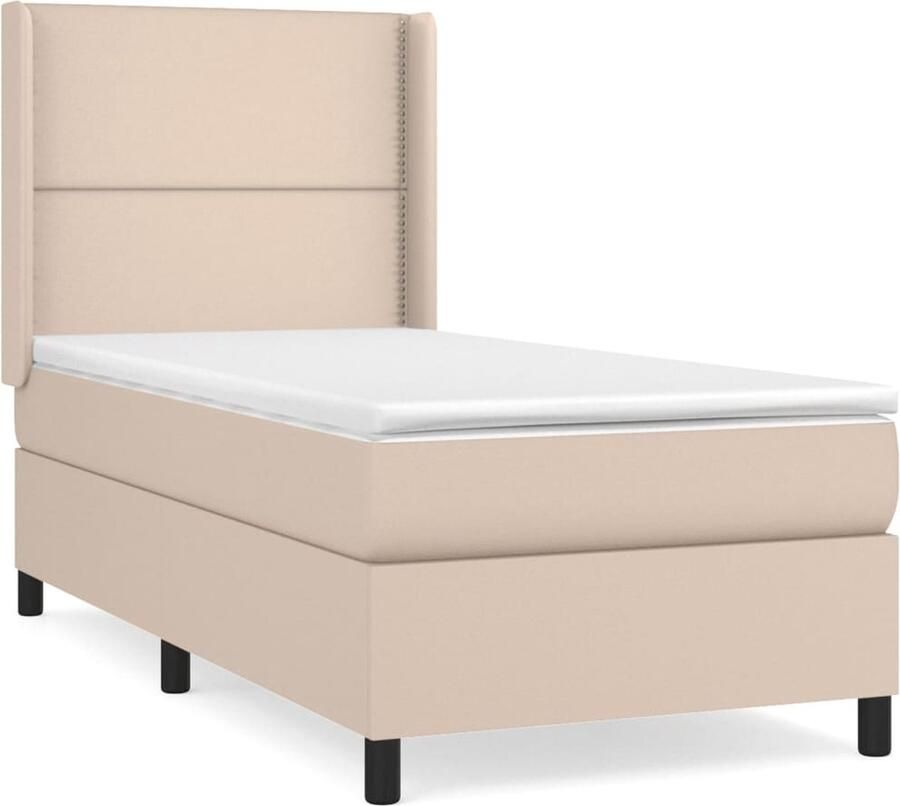 VidaXL -Boxspring-met-matras-kunstleer-cappuccinokleurig-100x200-cm - Foto 2