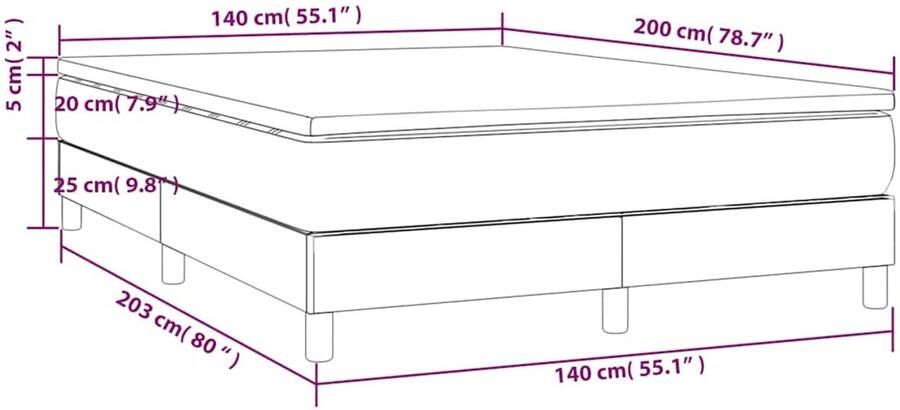 Vida XL Boxspring met matras fluweel donkergrijs 140x200 cm SKU: V3144334 - Foto 3