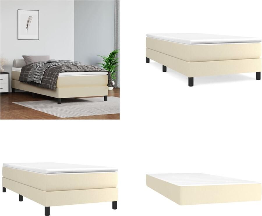 VidaXL Boxspring met matras kunstleer crèmekleurig 90x200 cm Boxspring Boxsprings Bed Slaapmeubel - Foto 4