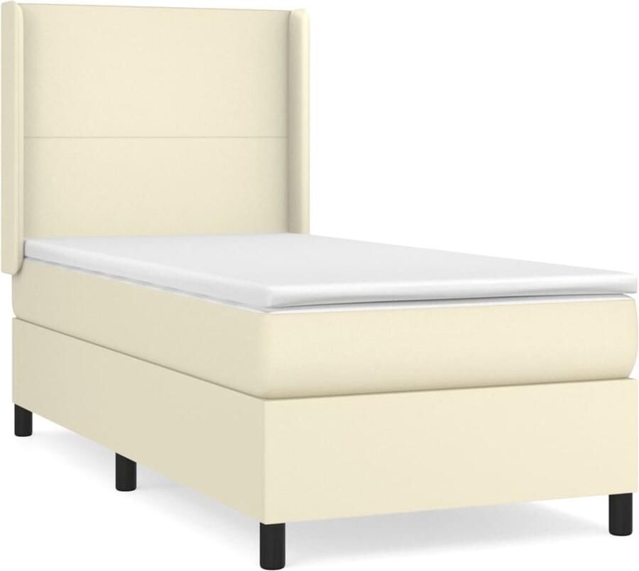 VidaXL -Boxspring-met-matras-kunstleer-crèmekleurig-90x200-cm - Foto 3