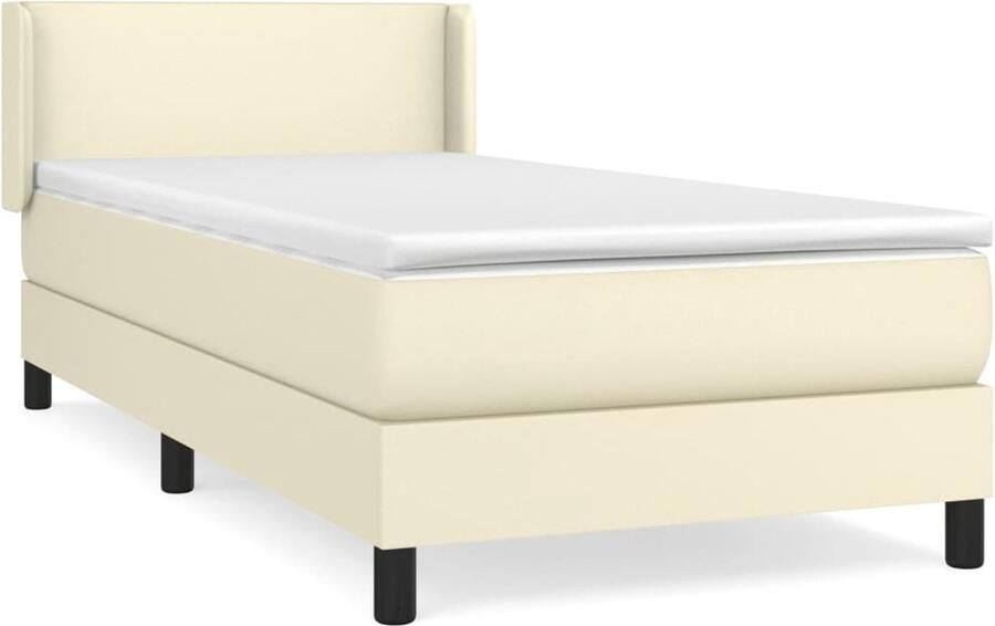 VidaXL -Boxspring-met-matras-kunstleer-crèmekleurig-100x200-cm - Foto 2
