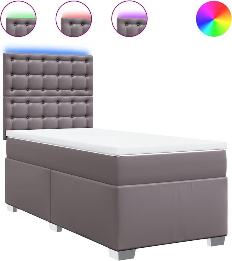VidaXL -Boxspring-met-matras-kunstleer-grijs-100x200-cm - Foto 3