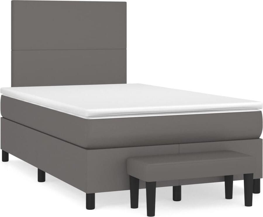 VidaXL -Boxspring-met-matras-kunstleer-grijs-120x200-cm - Foto 2