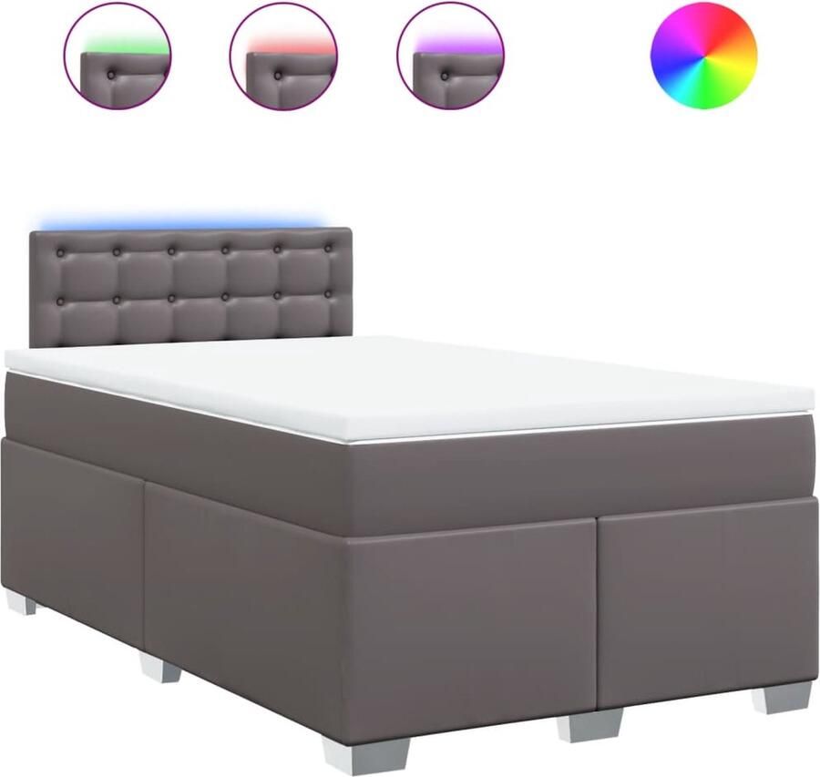 VidaXL Boxspring met matras kunstleer grijs 120x200 cm