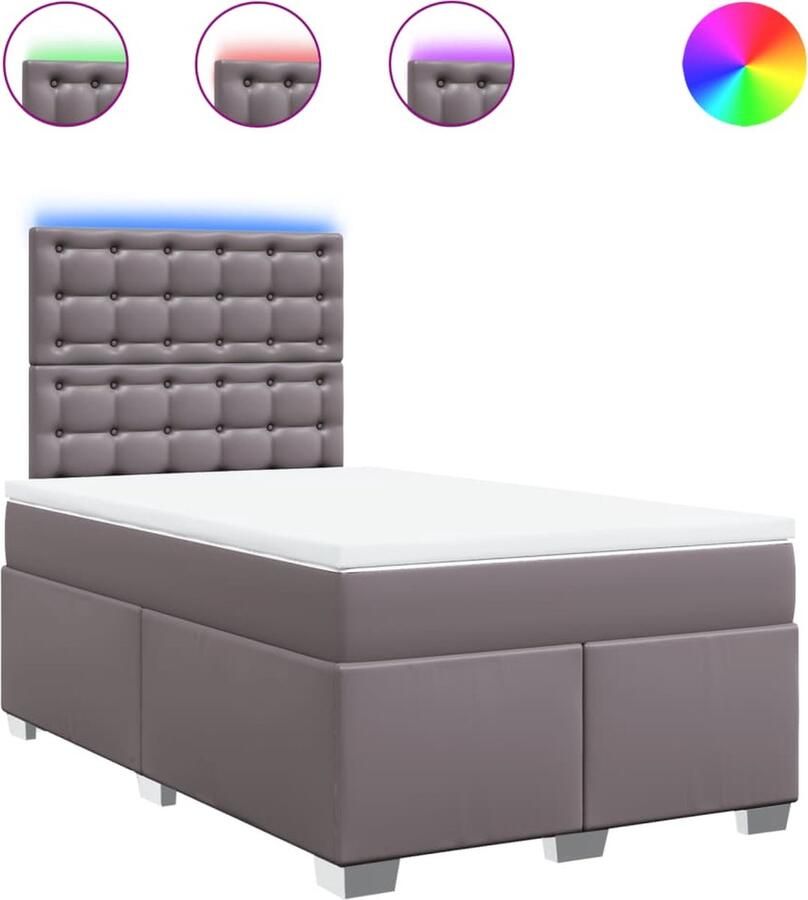 VidaXL Boxspring met matras kunstleer grijs 120x200 cm