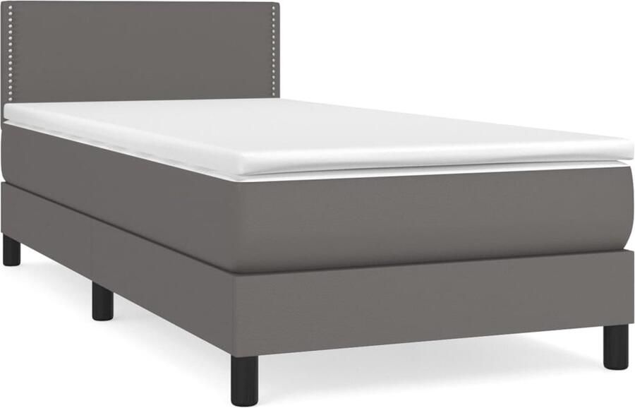 VidaXL -Boxspring-met-matras-kunstleer-grijs-100x200-cm - Foto 6