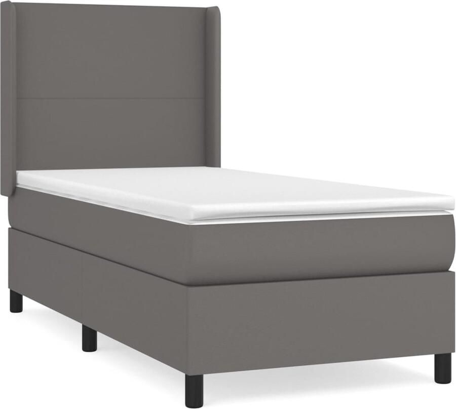 VidaXL -Boxspring-met-matras-kunstleer-grijs-100x200-cm