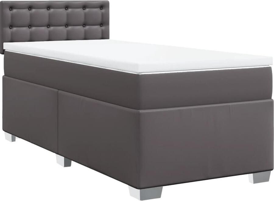 VidaXL Boxspring met matras kunstleer grijs 90x190 cm