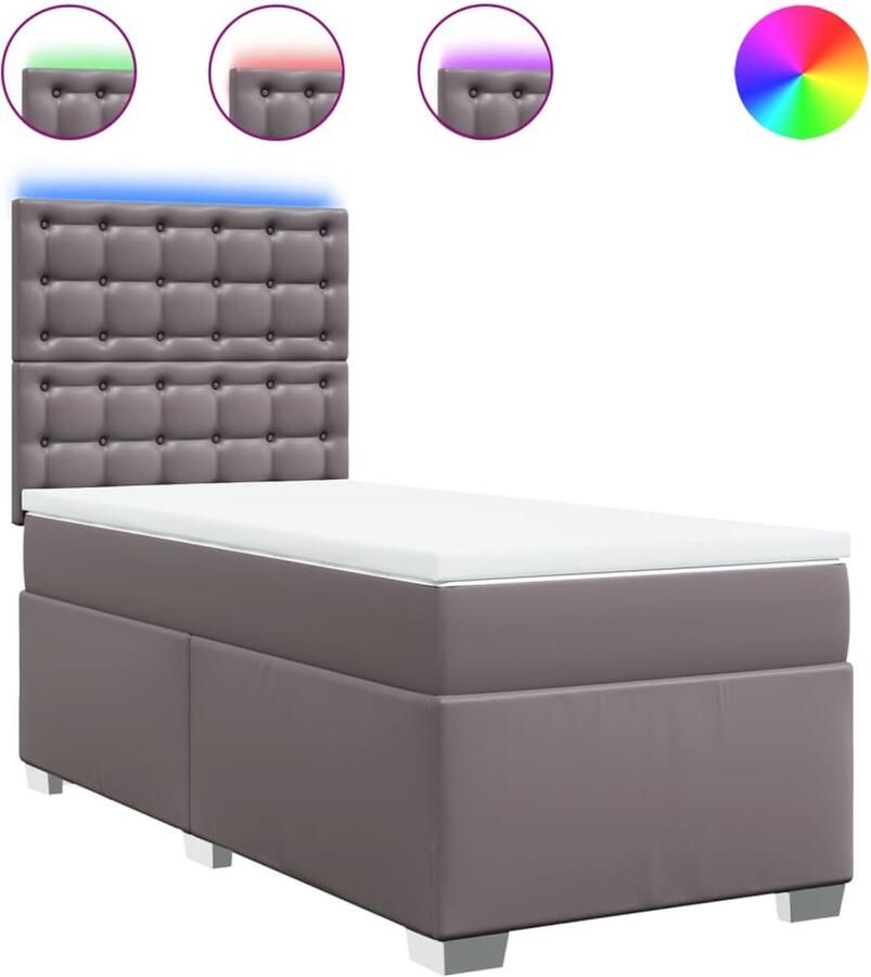 VidaXL Boxspring met matras kunstleer grijs 90x190 cm