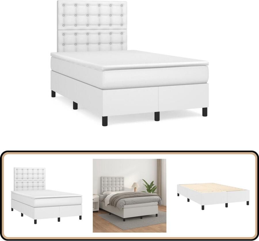 VidaXL Boxspring met matras kunstleer wit 120x190 cm