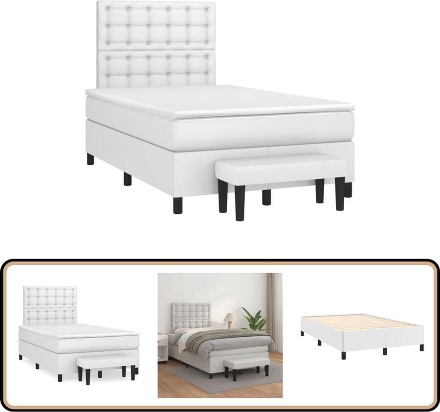 VidaXL Boxspring met matras kunstleer wit 120x190 cm