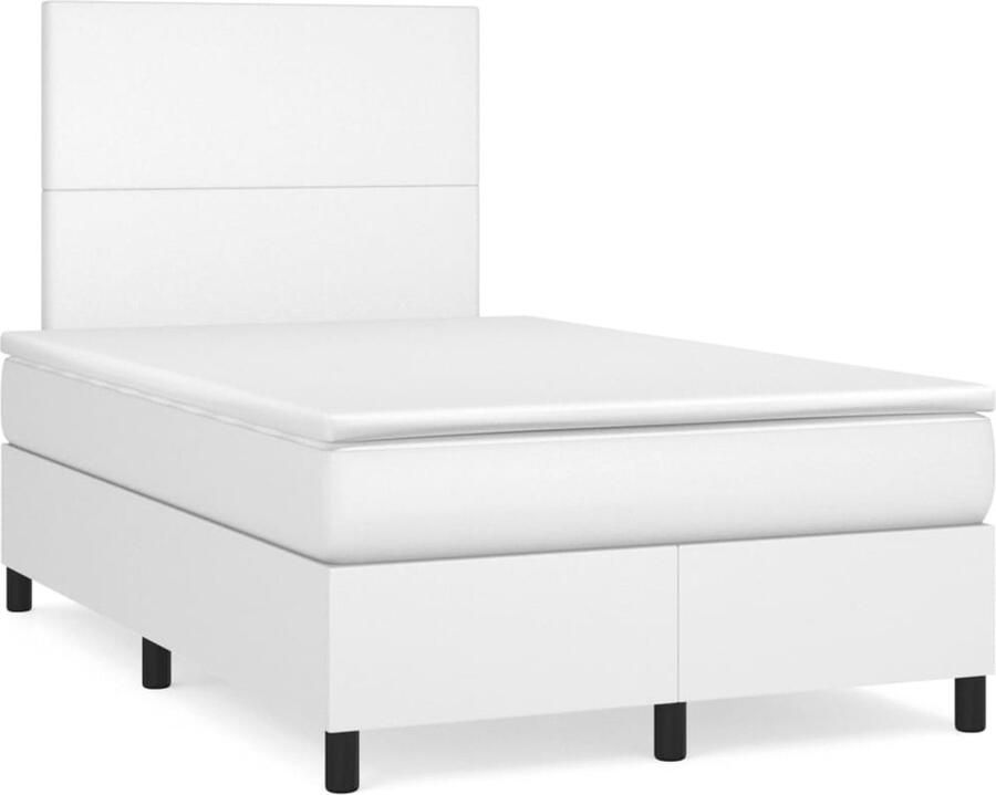 VidaXL Boxspring met matras kunstleer wit 120x200 cm - Foto 3