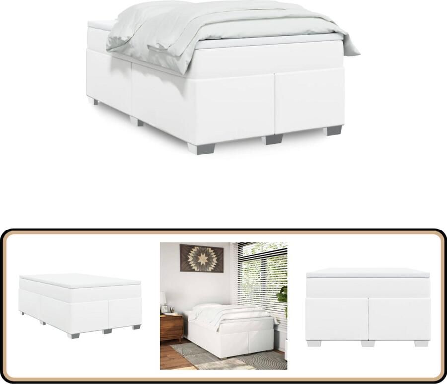 VidaXL Boxspring met matras kunstleer wit 120x200 cm