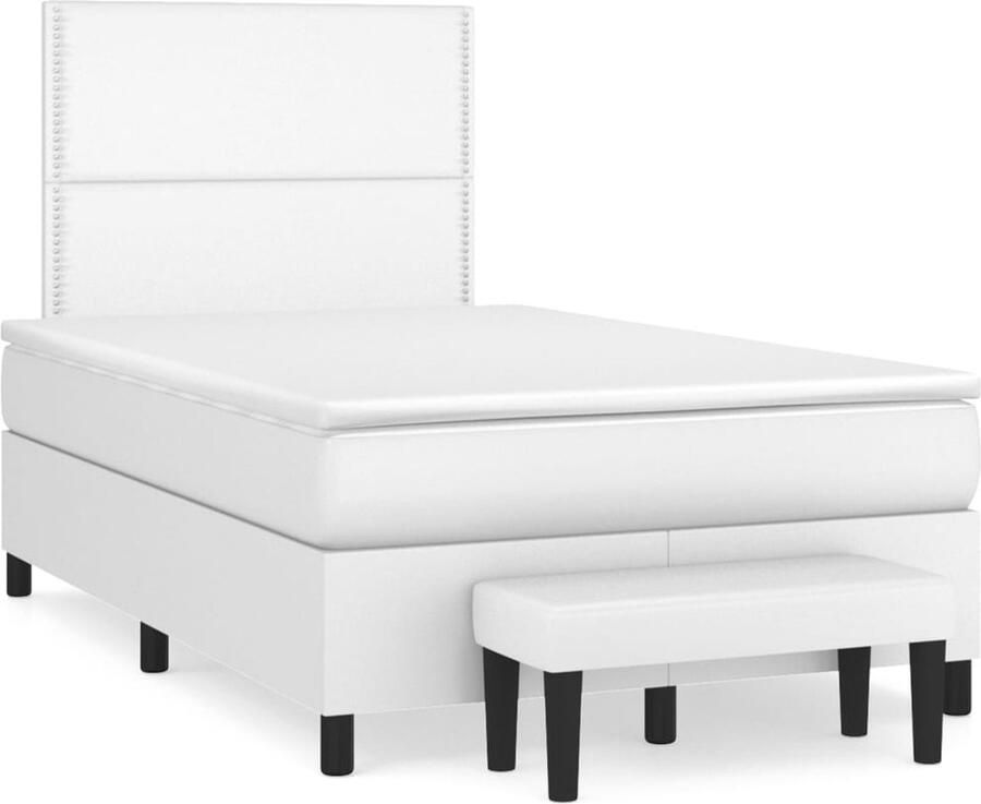 VidaXL Boxspring met matras kunstleer wit 120x200 cm - Foto 7