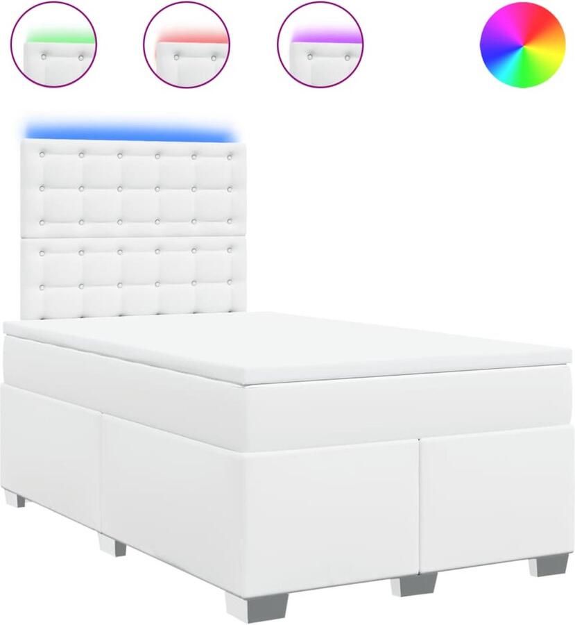 VidaXL Boxspring met matras kunstleer wit 120x200 cm - Foto 5