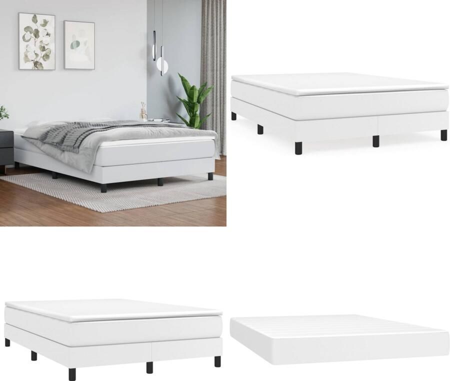 Vida XL Boxspring met matras kunstleer wit 140x200 cm SKU: V3144262 - Foto 2