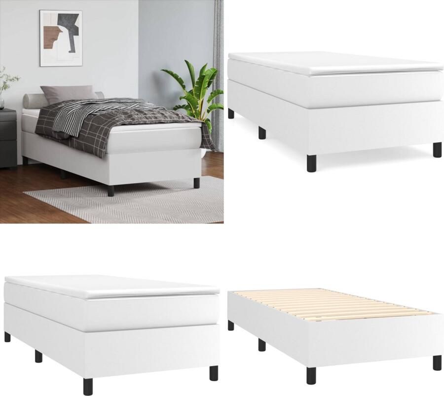 VidaXL Boxspring met matras kunstleer wit 80x200 cm Boxspring Boxsprings Bed Slaapmeubel