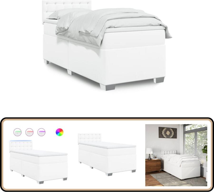 VidaXL Boxspring met matras kunstleer wit 80x200 cm