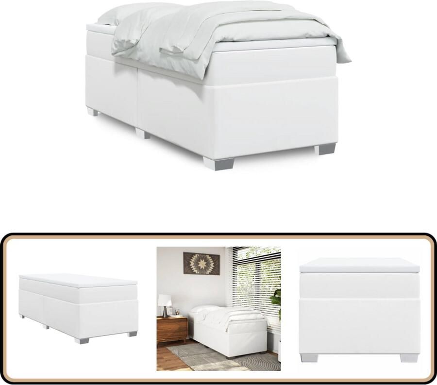 VidaXL Boxspring met matras kunstleer wit 80x200 cm