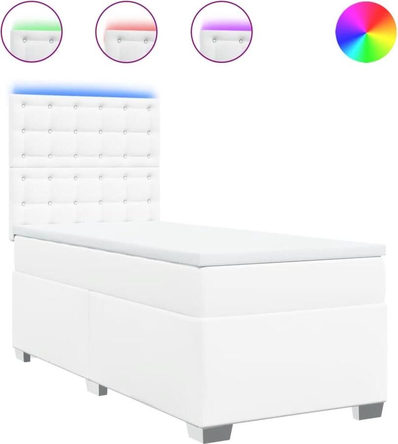 VidaXL -Boxspring-met-matras-kunstleer-wit-80x200-cm - Foto 9