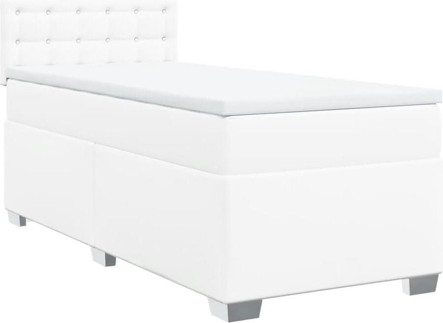 VidaXL Boxspring met matras kunstleer wit 100x200 cm