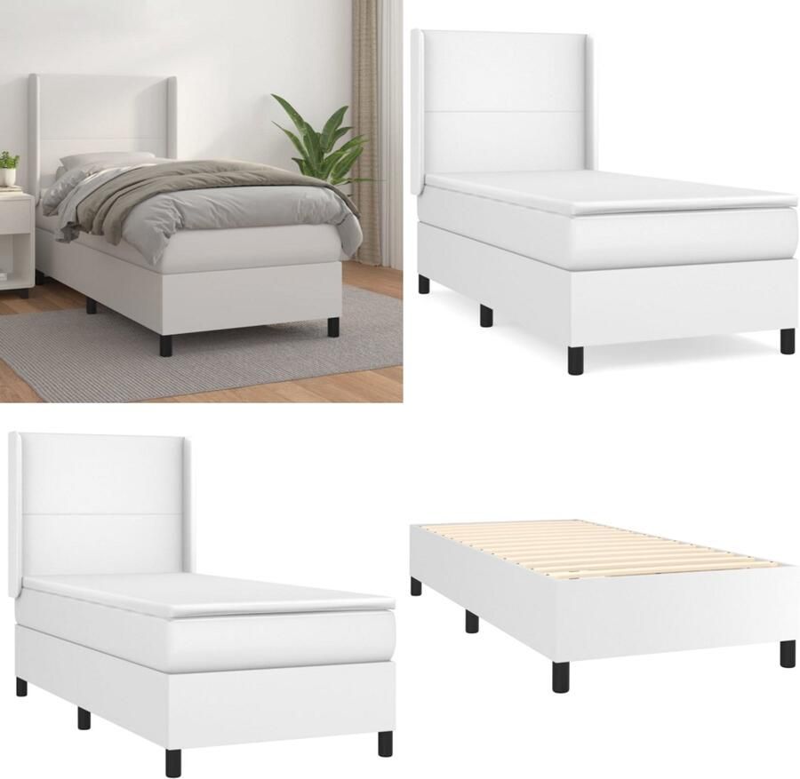 VidaXL -Boxspring-met-matras-kunstleer-wit-90x200-cm - Foto 2
