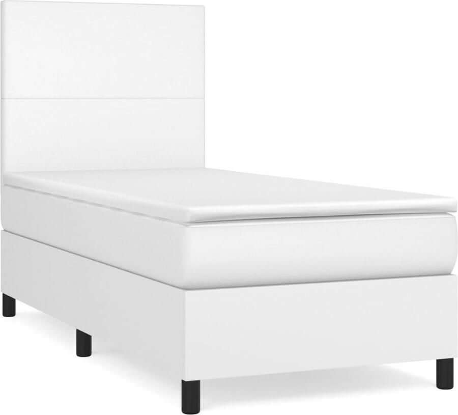 VidaXL -Boxspring-met-matras-kunstleer-wit-90x200-cm - Foto 2