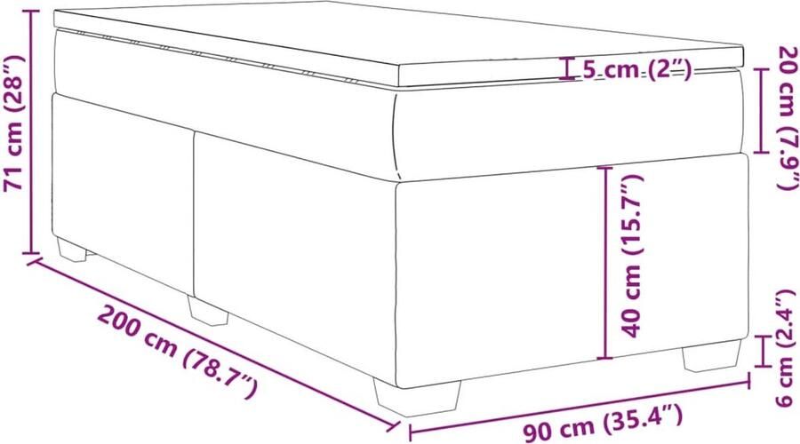 VidaXL Boxspring met matras kunstleer wit 90x200 cm - Foto 3